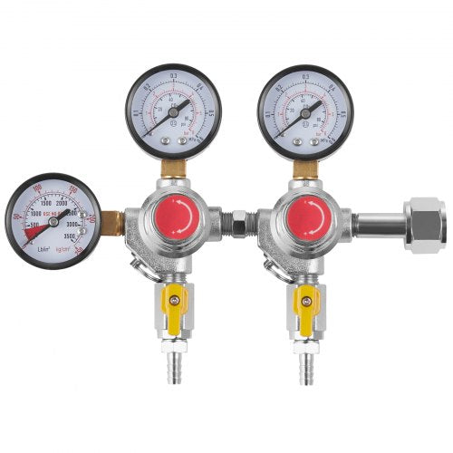 Triple Gauge Regulator CO2 Regulator Gauge with 060PSI Heavy Duty CO2