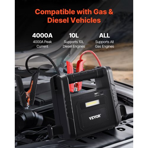 Jump Starter 4000A Peak Car Battery Starter Power Pack Portable Battery