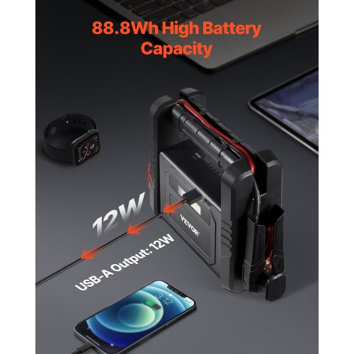 Jump Starter 4000A Peak Car Battery Starter Power Pack Portable Battery