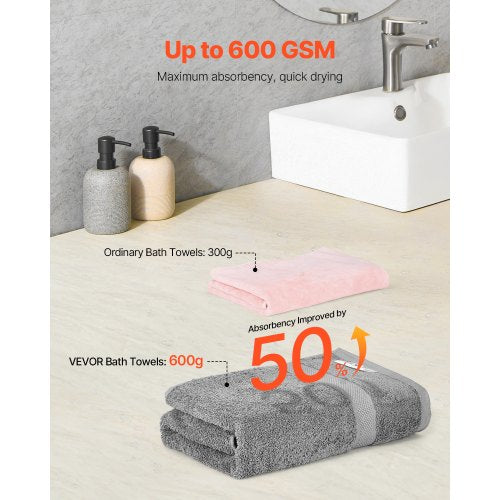6Piece Towel Set 600 GSM 100 Cotton Towels for Bathroom 2 Bath Towels 2