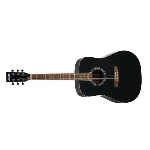 Dreadnought Acoustic Guitar 41 in 6String Black Solid Spruce Top Guitar