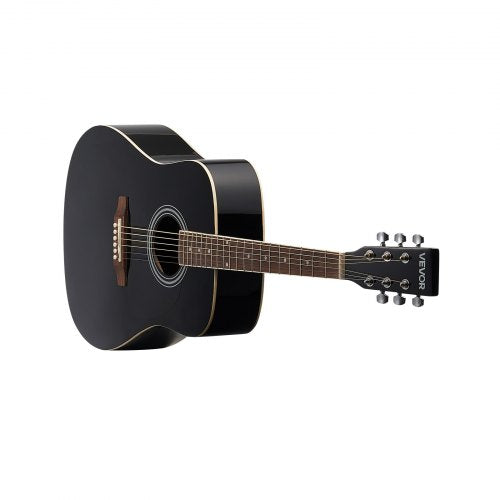Dreadnought Acoustic Guitar 41 in 6String Black Solid Spruce Top Guitar
