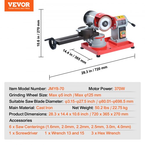 Circular Saw Blade Sharpener 370W 3600RPM Rotary Angle Mill Grinder Saw
