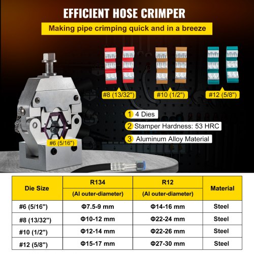 Manually Operated AC Hose Crimper HydraKrimp 71550 Manual AC Hose Crimper