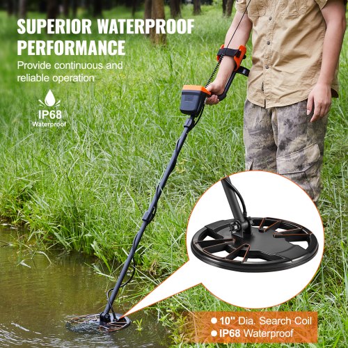 Metal Detector for Adults Kids 10 Inch Waterproof Search Coil with LCD