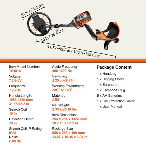 Metal Detector for Adults Kids 10 Inch Waterproof Search Coil with LCD