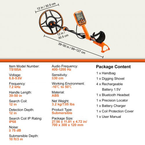 Waterproof Metal Detector 12 Coil Professional Rechargeable Gold