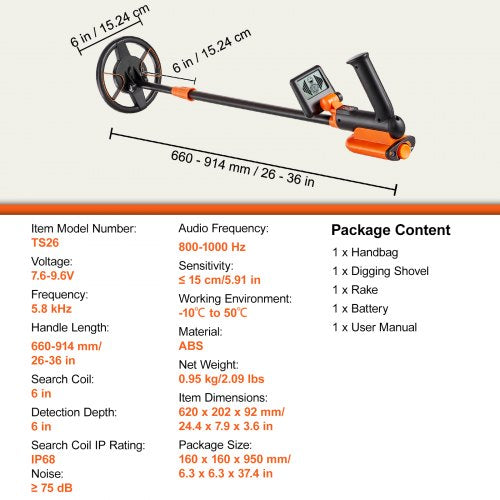 Metal Detector for Kids 6 Inch 2537 Adjustable Gold Detector IP68