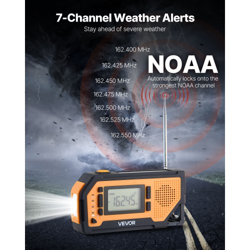 Emergency Weather Radio 2000mAh Battery FMAMWBNOAA Alert Solar Hand