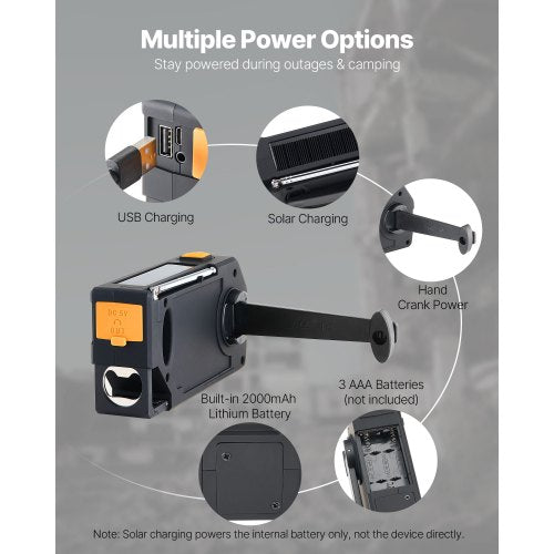 Emergency Weather Radio 2000mAh Battery FMAMWBNOAA Alert Solar Hand