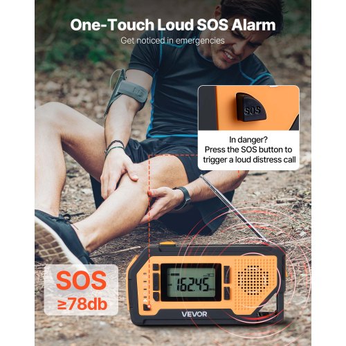 Emergency Weather Radio 2000mAh Battery FMAMWBNOAA Alert Solar Hand