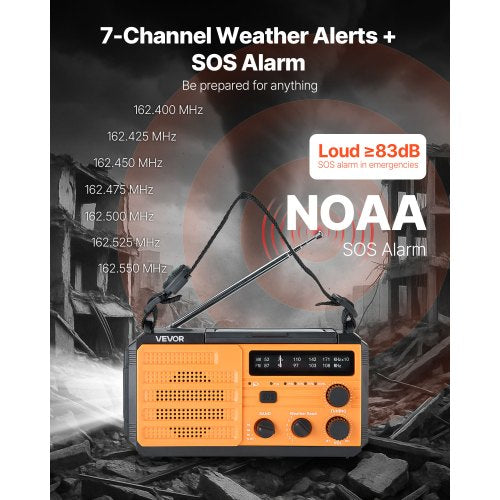 Emergency Weather Radio 8000mAh Battery FMAMWBNOAA Alert Solar Hand