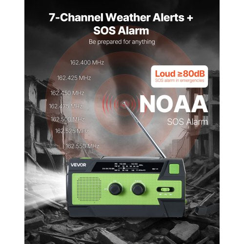 Emergency Weather Radio 4000mAh Battery FMAMWBNOAA Alert Solar Hand