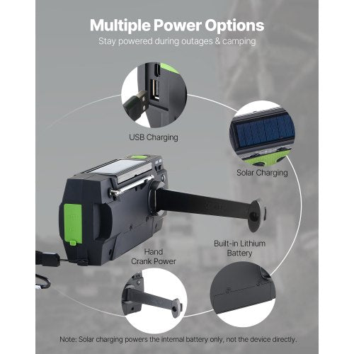 Emergency Weather Radio 4000mAh Battery FMAMWBNOAA Alert Solar Hand