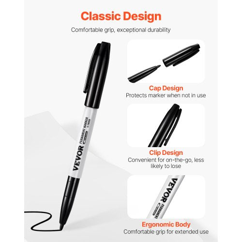 Permanent Markers 36 Pack Black Permanent Marker Set Quick Drying Fade