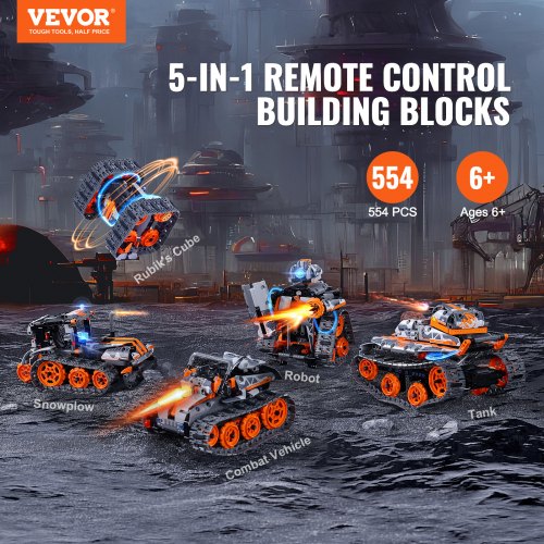 STEM Building Toys for Kids 5in1 554 PCS Remote Control Car Building