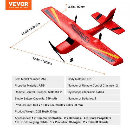 RC Plane 24GHZ 2 Channel Remote Control Airplane with 6Axis Gyro