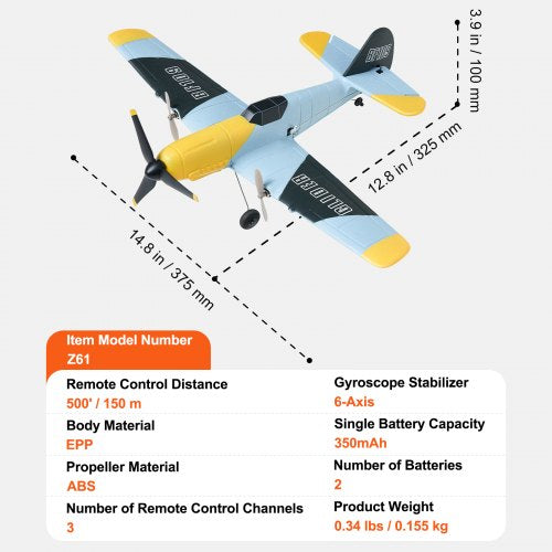 RC Plane 24GHZ 3 Channel Remote Control Airplane with 6Axis Gyro