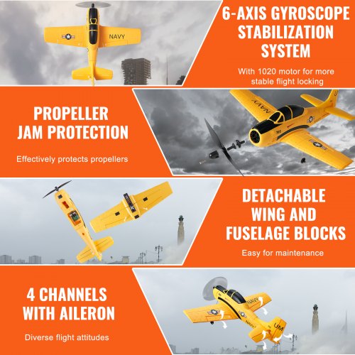 RC Plane 24GHZ 4 Channel Remote Control Airplane with 6Axis Gyro