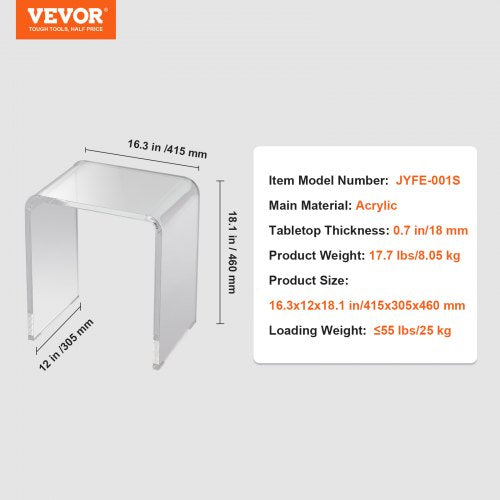 Acrylic End Table CShaped Lucite Side Table Clear Acrylic Side Table for Drink