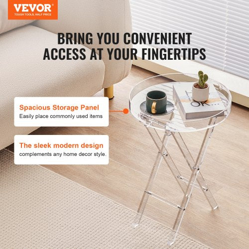 Acrylic Folding Tray Table Acrylic End Table with Folding X Leg Clear