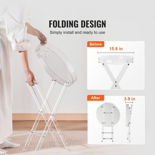 Acrylic Folding Tray Table Acrylic End Table with Folding X Leg Clear
