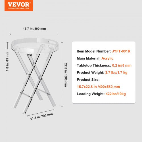 Acrylic Folding Tray Table Acrylic End Table with Folding X Leg Clear
