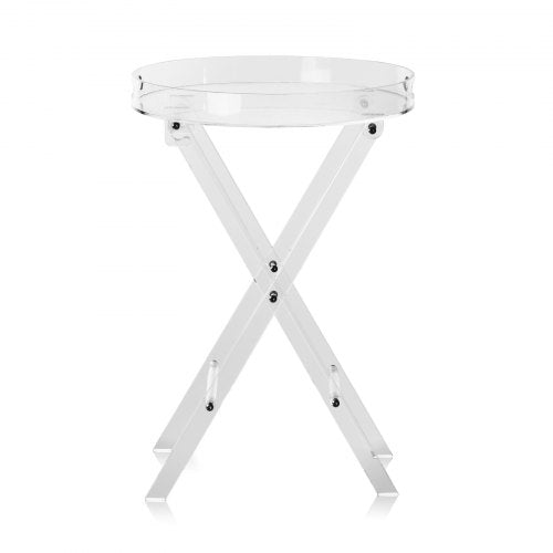 Acrylic Folding Tray Table Acrylic End Table with Folding X Leg Clear