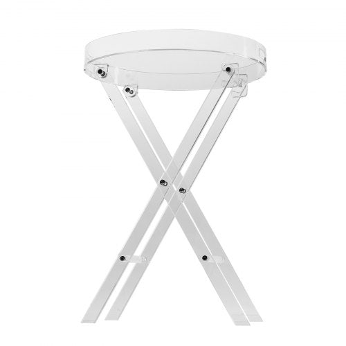 Acrylic Folding Tray Table Acrylic End Table with Folding X Leg Clear