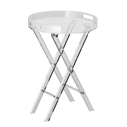 Acrylic Folding Tray Table Acrylic End Table with Folding X Leg Clear