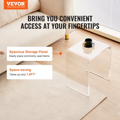 Acrylic End Table 2 pcs CShaped Lucite Side Tables Clear Acrylic Side