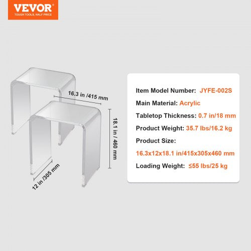 Acrylic End Table 2 pcs CShaped Lucite Side Tables Clear Acrylic Side