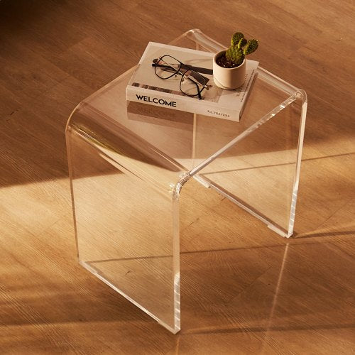 Acrylic End Table 2 pcs CShaped Lucite Side Tables Clear Acrylic Side