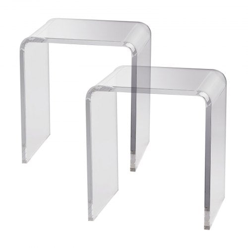 Acrylic End Table 2 pcs CShaped Lucite Side Tables Clear Acrylic Side