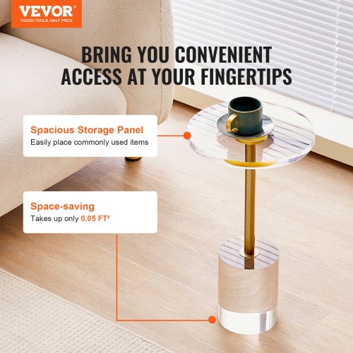 Clear Acrylic End Table Acrylic Side Table with a Solid Base 119 x 119