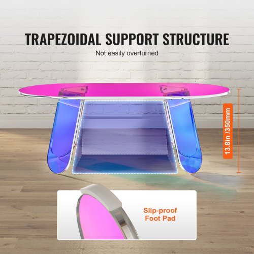 Acrylic Coffee Table Iridescent Acrylic End Table 13.8 inch high Colorful