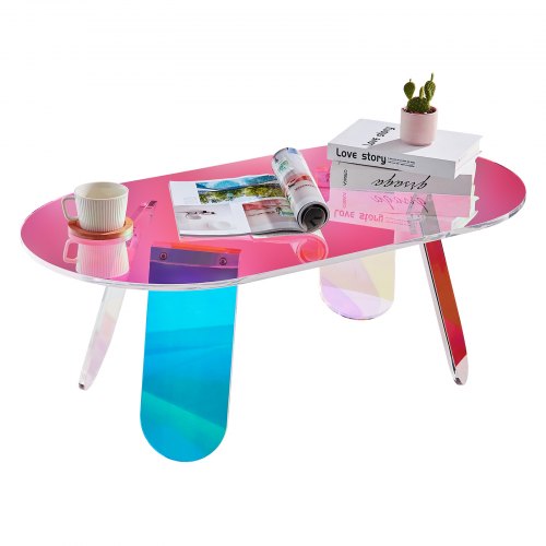 Acrylic Coffee Table Iridescent Acrylic End Table 13.8 inch high Colorful