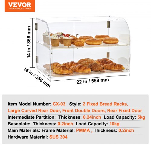 Pastry Display Case 2Tier Commercial Countertop Bakery Display Case