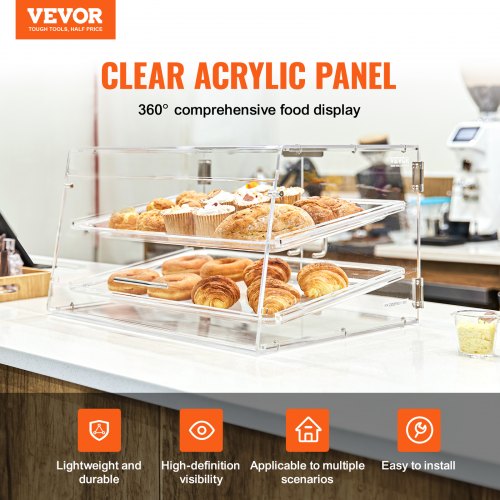 Pastry Display Case 2Tier Commercial Countertop Bakery Display Case