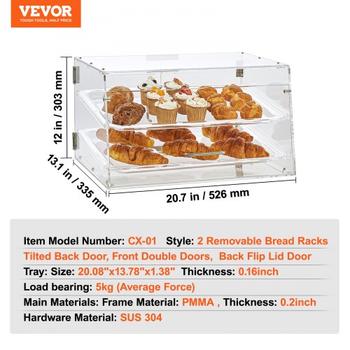 Pastry Display Case 2Tier Commercial Countertop Bakery Display Case
