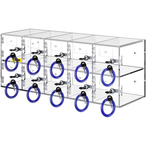 Cell Phone Storage Locker 10 Slots Acrylic Material with Door Locks and Keys