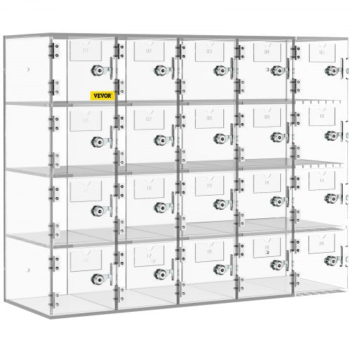 Cell Phone Storage Locker 20 Slots Acrylic Material with Door Locks and Keys