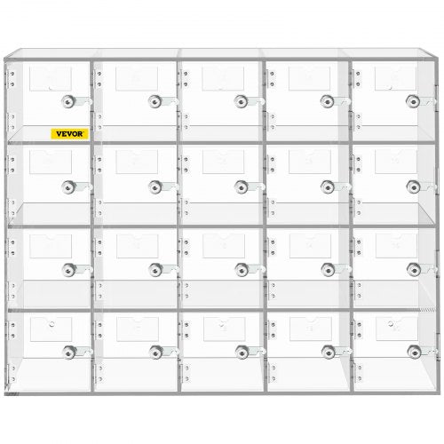 Cell Phone Storage Locker 20 Slots Acrylic Material with Door Locks and Keys