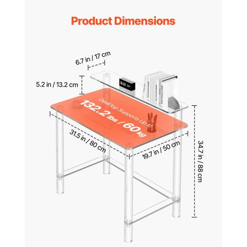 Acrylic Table 2 Tiers Clear Office Desk With Monitor Stand Study Computer