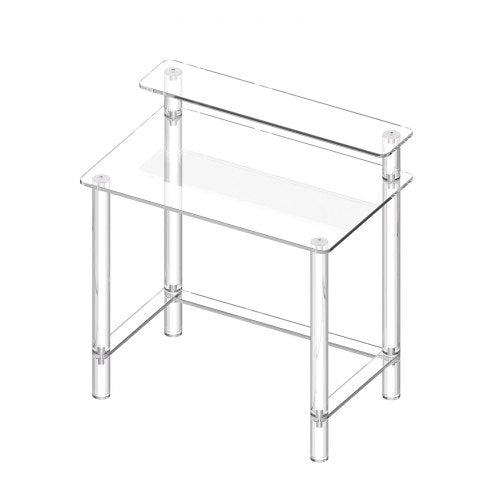 Acrylic Table 2 Tiers Clear Office Desk With Monitor Stand Study Computer