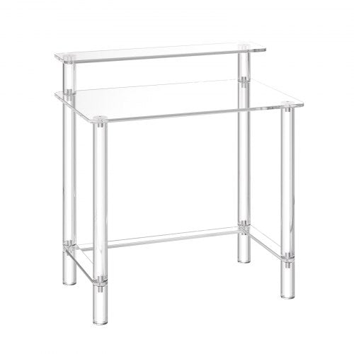Acrylic Table 2 Tiers Clear Office Desk With Monitor Stand Study Computer