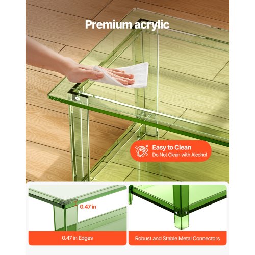 Acrylic Coffee Table 2 Tiers Center With Storage Shelf Modern Rectangle Desk