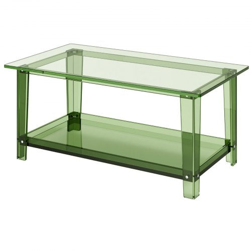 Acrylic Coffee Table 2 Tiers Center With Storage Shelf Modern Rectangle Desk