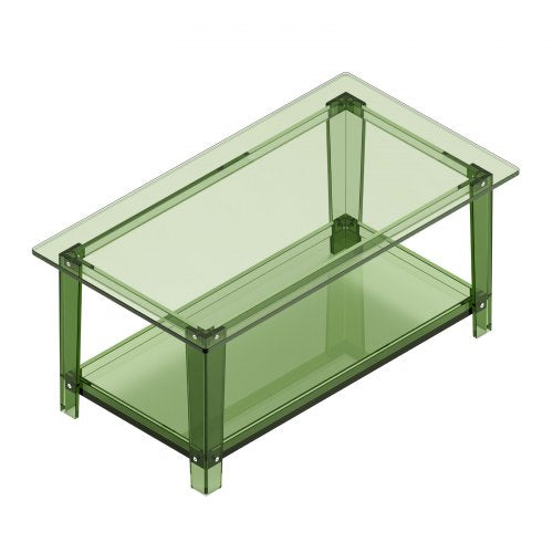 Acrylic Coffee Table 2 Tiers Center With Storage Shelf Modern Rectangle Desk