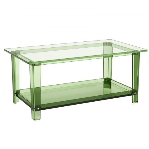 Acrylic Coffee Table 2 Tiers Center With Storage Shelf Modern Rectangle Desk